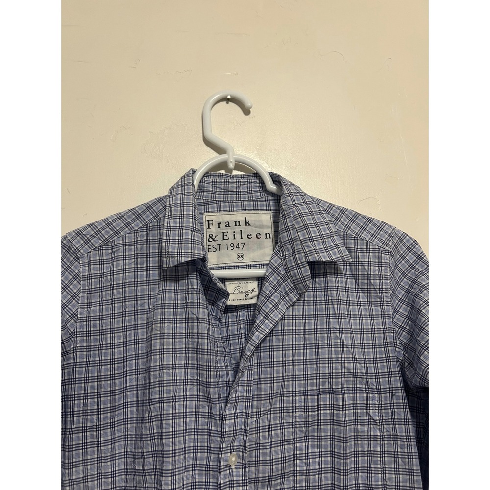 Frank &‎ Eileen Barry Blue White Plaid Cotton Button Down Shirt XS Made in USA - Picture 3 of 6